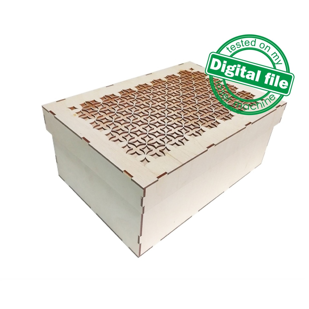 DXF, SVG files for laser Large Wooden Box, A4 internal size, Memory Photo box, Glowforge, Two different material thickness 3.2 / 6.4 mm