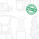 DXF, SVG files for laser Doll House Miniature Fireplace, Christmas Tree, Chair, Rocking Horse, Mantel clock. Material 1/8 inch (3.2 mm)