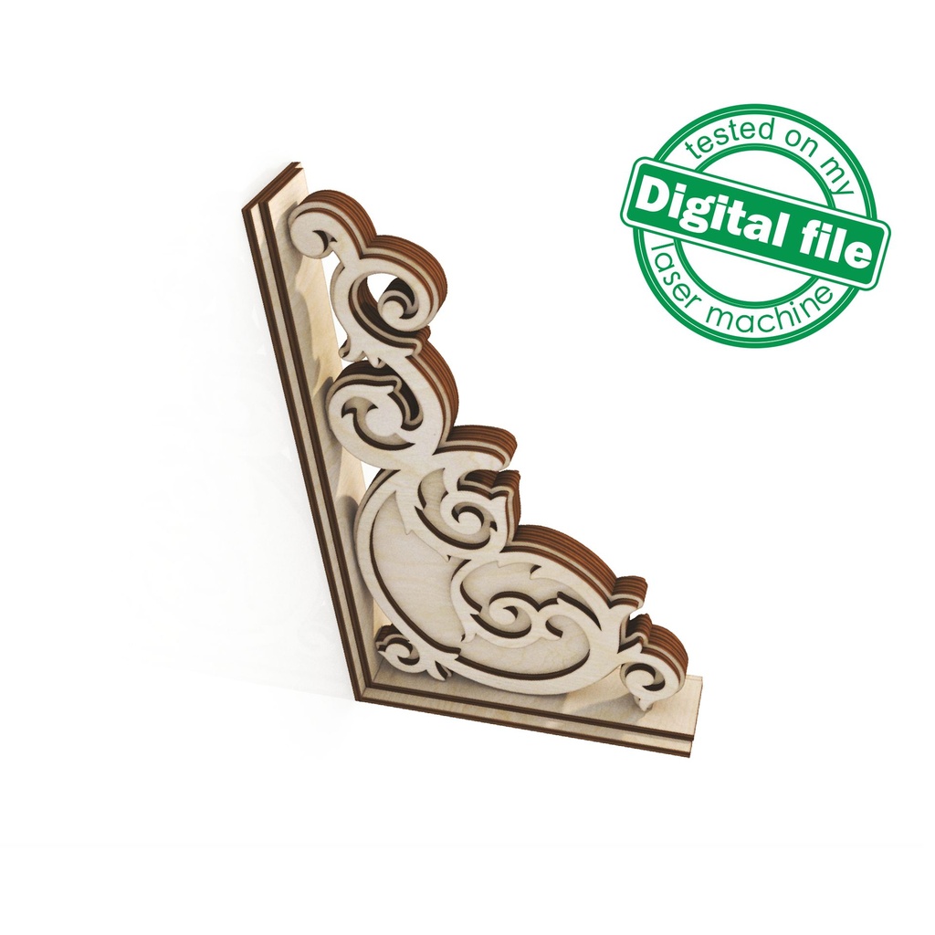 DXF, SVG files for laser Decorative Rustic Corbel, Home Decor, Vector project, Glowforge, Material thickness 1/8 inch (3.2 mm)