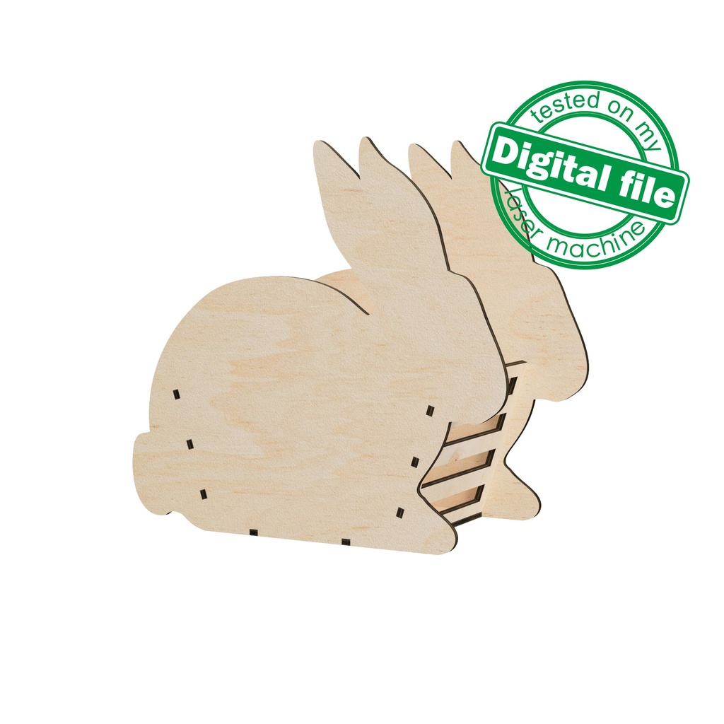 DXF, SVG files for laser Easter box Cute Bunny, 2 different designs, basket for fruit, treats, bread, Easter decor, Material 3.2mm (1/8'')