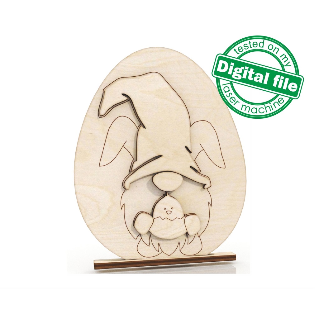 DXF, SVG files for laser Easter egg with rabbit gnome Cutout, Shape, Paint by Line,Glowforge, Mantel decoration, Individual Arm Add-Ons