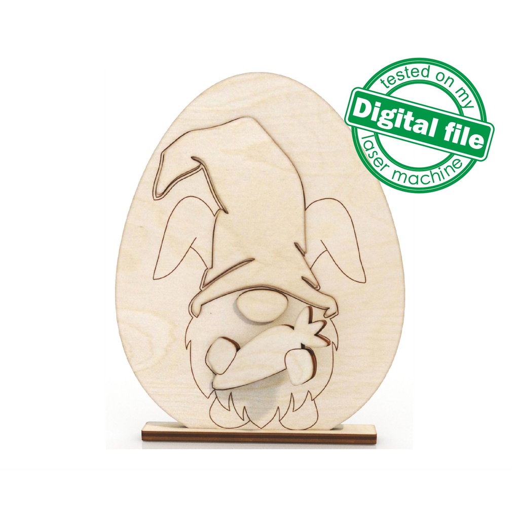 DXF, SVG files for laser Easter egg with rabbit gnome Cutout, Shape, Paint by Line,Glowforge, Mantel decoration, Individual Arm Add-Ons