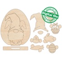 DXF, SVG files for laser Easter egg with rabbit gnome Cutout, Shape, Paint by Line,Glowforge, Mantel decoration, Individual Arm Add-Ons