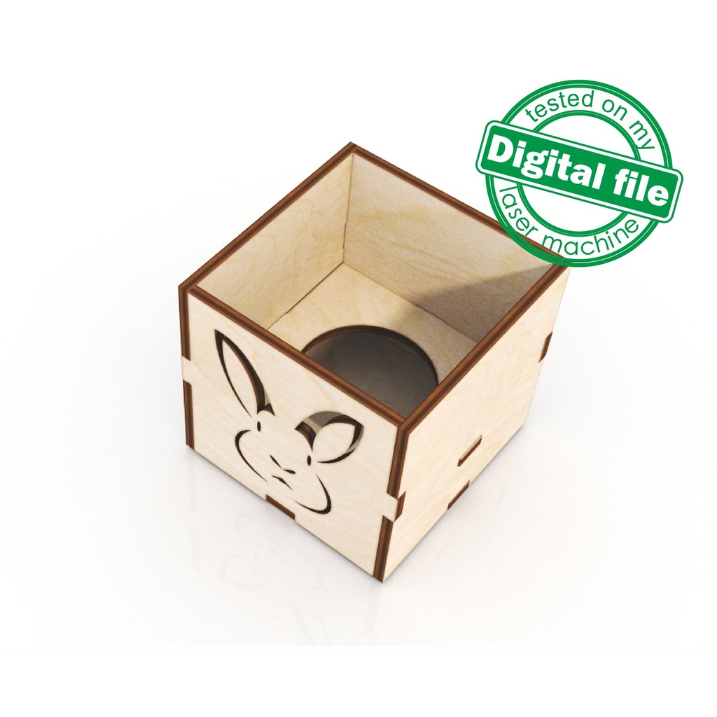 DXF, SVG files for laser Easter eggs stand Bunny Rabbit, hare head, Wooden box, Glowforge, Decoration idea, Material 3.2 mm (1/8'')