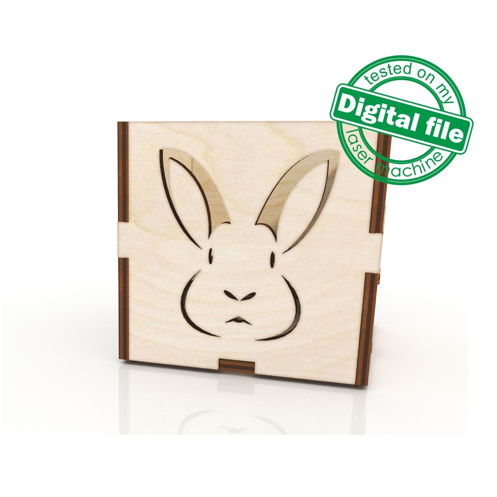 DXF, SVG files for laser Easter eggs stand Bunny Rabbit, hare head, Wooden box, Glowforge, Decoration idea, Material 3.2 mm (1/8'')