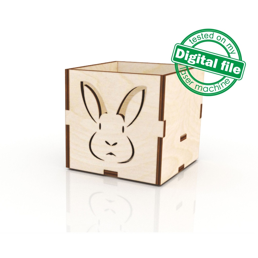 DXF, SVG files for laser Easter eggs stand Bunny Rabbit, hare head, Wooden box, Glowforge, Decoration idea, Material 3.2 mm (1/8'')