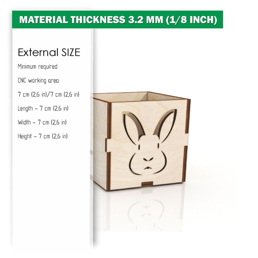 DXF, SVG files for laser Easter eggs stand Bunny Rabbit, hare head, Wooden box, Glowforge, Decoration idea, Material 3.2 mm (1/8'')