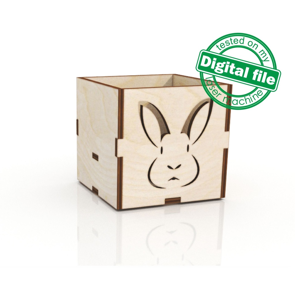 DXF, SVG files for laser Easter eggs stand Bunny Rabbit, hare head, Wooden box, Glowforge, Decoration idea, Material 3.2 mm (1/8'')