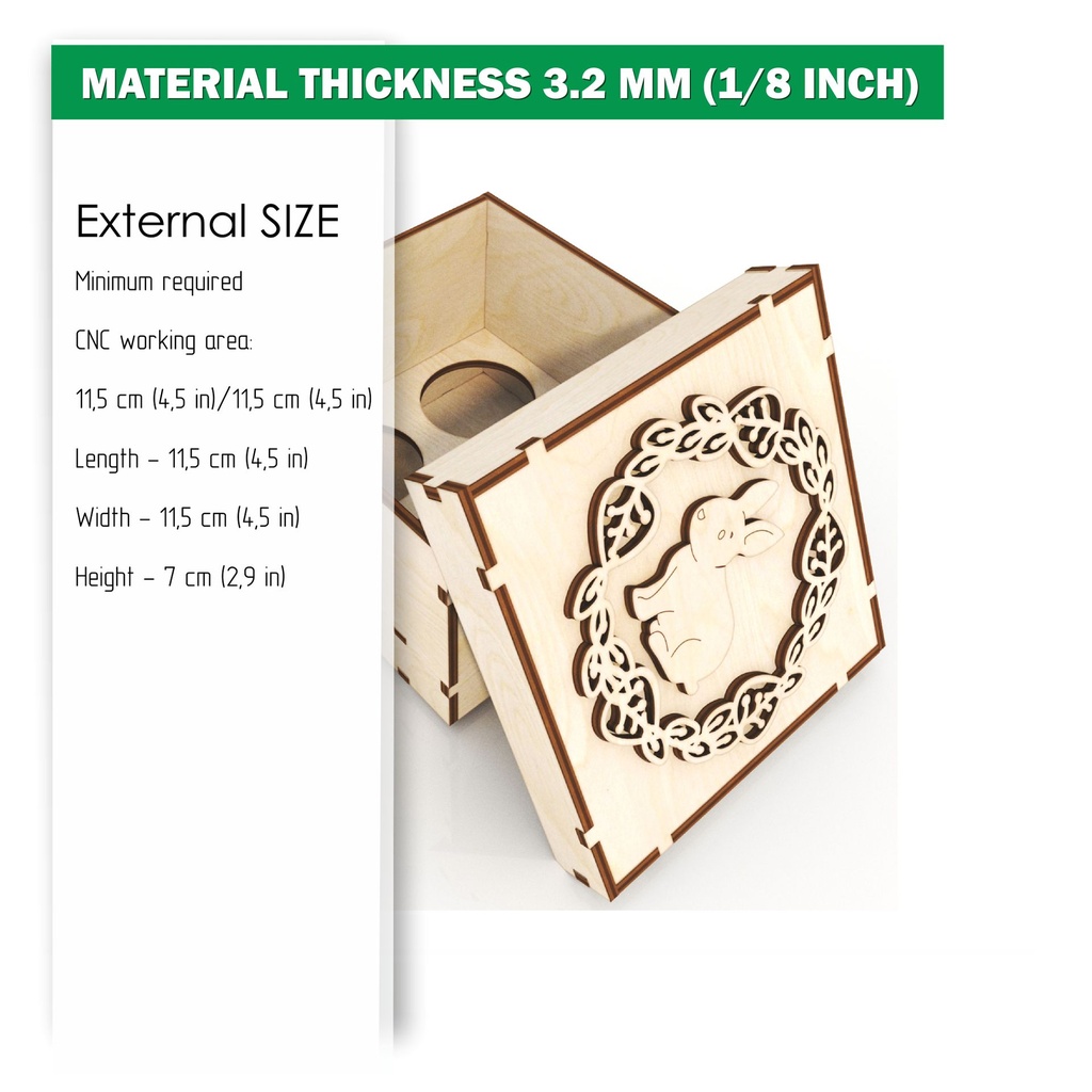 DXF, SVG files for laser Easter eggs stand Bunny with wreath of leaves, Wooden box, Glowforge, Decoration idea, Material 3.2 mm (1/8'')