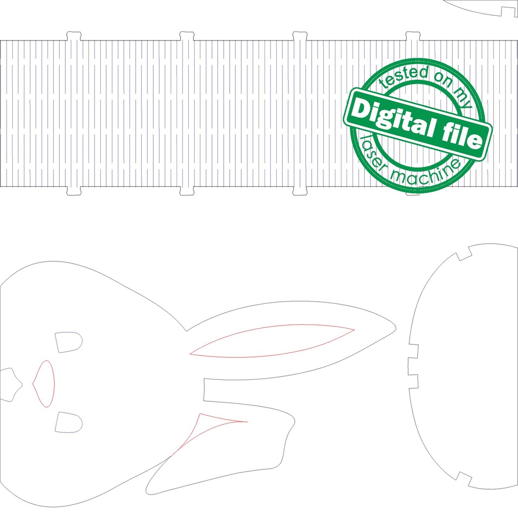 DXF, SVG files for laser Easter gift box Bunny, flexible plywood, tooth fairy box, Glowforge, Material thickness 1/8 inch (3.2 mm)