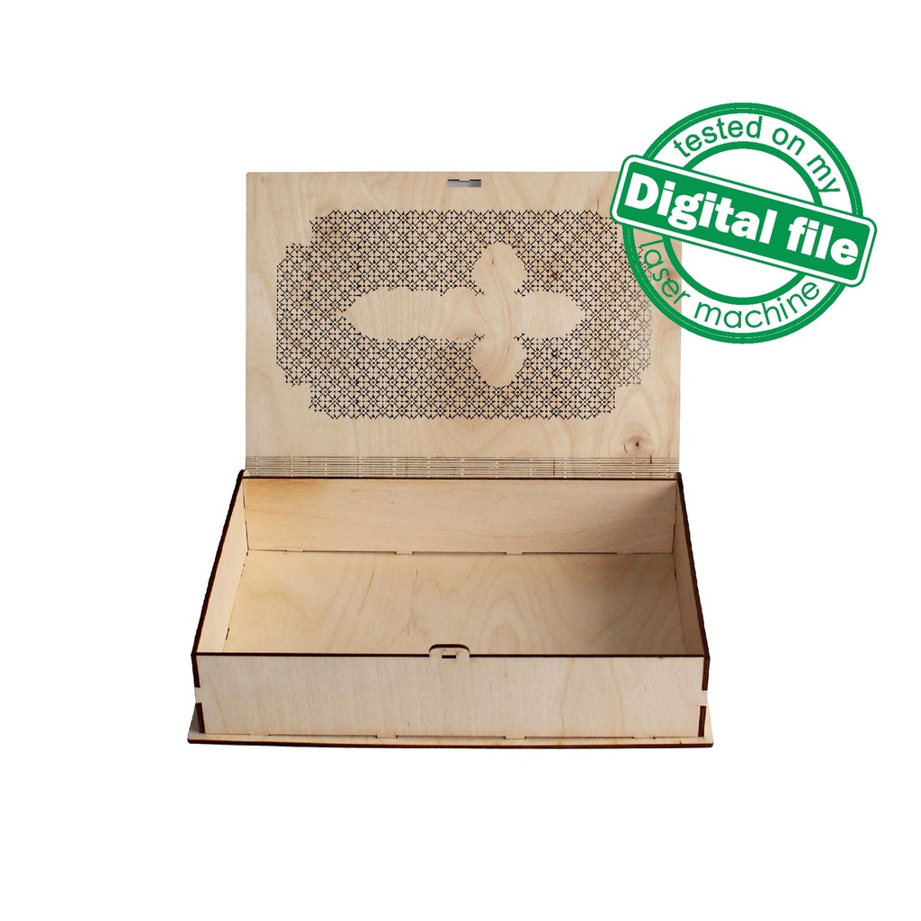 DXF, SVG files for laser Gift Book box Holy bible, living hinge, flexible plywood, Glowforge, Material thickness 1/8 inch (3.2 mm)