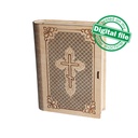 DXF, SVG files for laser Gift Book box Holy bible, living hinge, flexible plywood, Glowforge, Material thickness 1/8 inch (3.2 mm)