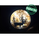 DXF, SVG files for laser Gift Box and Light-Up 3D Christmas Ornament, Multilayered Ornament pattern, Starry Sky, Winter forest, Reindeer