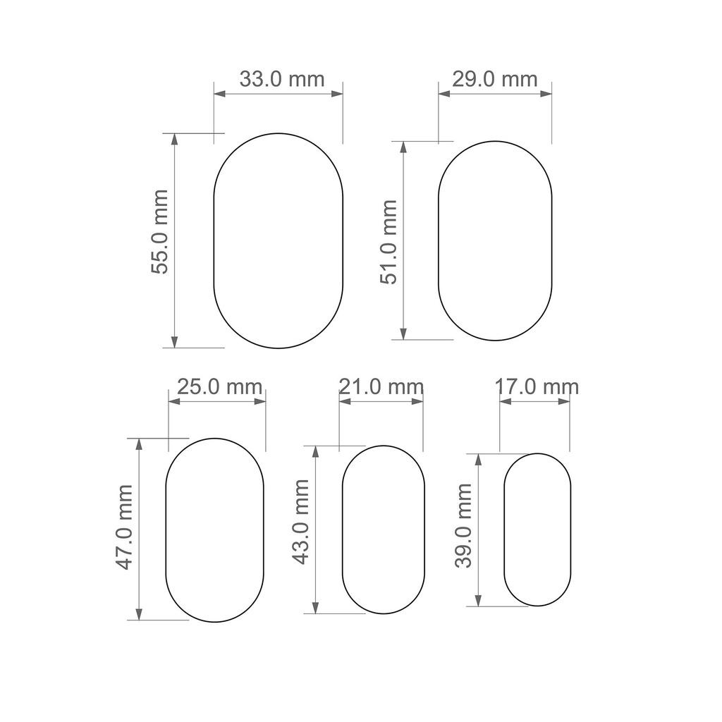 Basic Shapes Huggie Hoop Oval, 5 Sizes, Very strong edge, robust design, Digital STL File For 3D Printing, Polymer Clay Cutter, Earrings