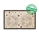 DXF, SVG files for laser Gift box with a set of wooden gift cards, 3D ornaments and snowflakes, 7 different designs, material 1/8'' (3.2 mm)
