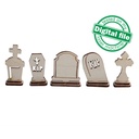 DXF, SVG files for laser Halloween Gravestones, 5 Different Design, Vector project, Glowforge, Material thickness 1/8 inch (3.2 mm)