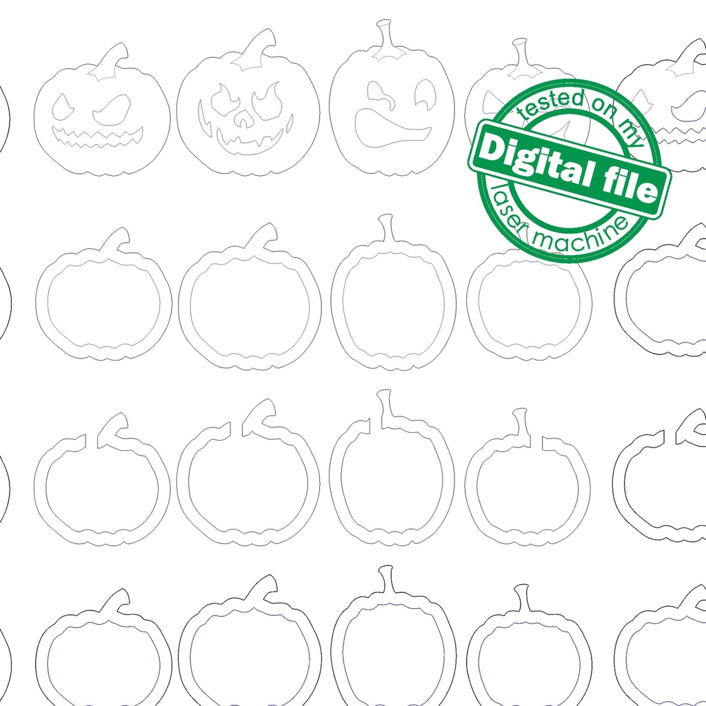 DXF, SVG files for laser Halloween Scary Pumpkins garland, LED Light, 4 different design, Halloween decoration, Glowforge
