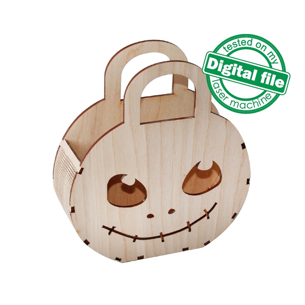 DXF, SVG files for laser Halloween Wooden handbag Jack skellington, Vector project, Glowforge, Material thickness 1/8 inch (3.2 mm)