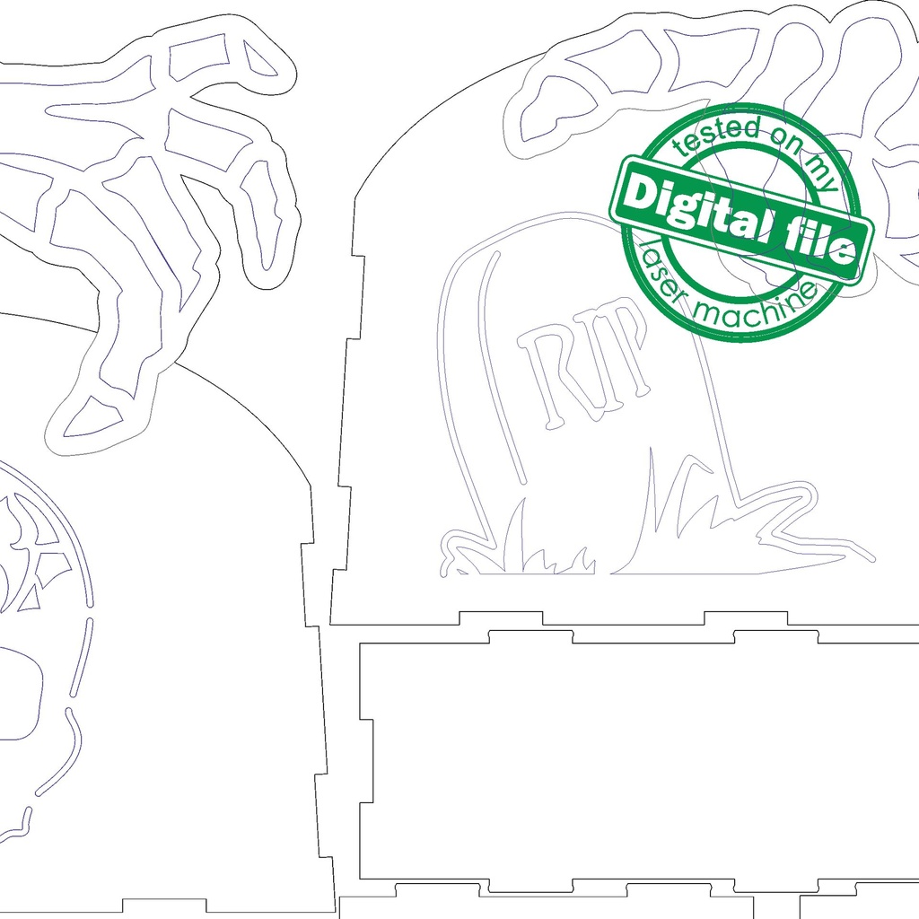 DXF, SVG files for laser Halloween Wooden handbag Skull, Vector project, Glowforge, Material thickness 1/8 inch (3.2 mm)