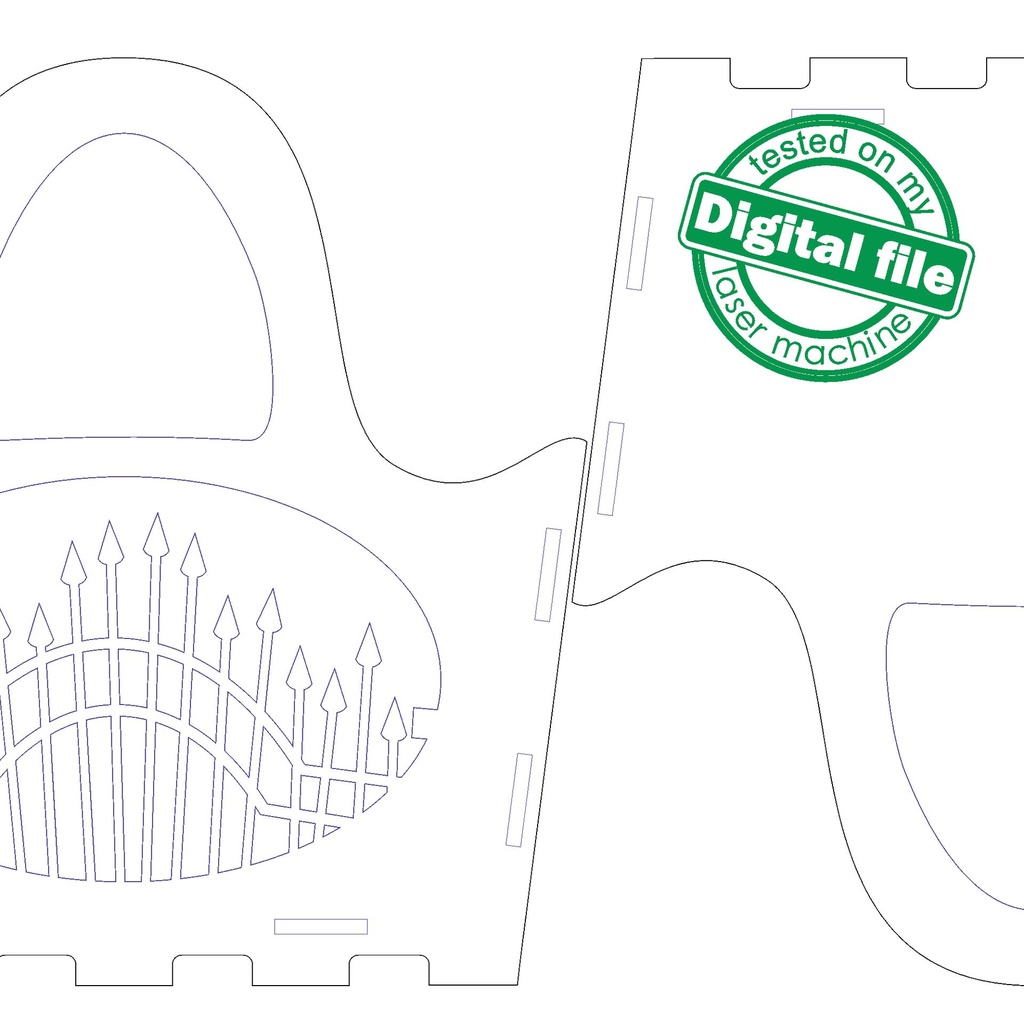 DXF, SVG files for laser Halloween Wooden handbag trick or treat, Vector project, Glowforge, Material thickness 1/8 inch (3.2 mm)