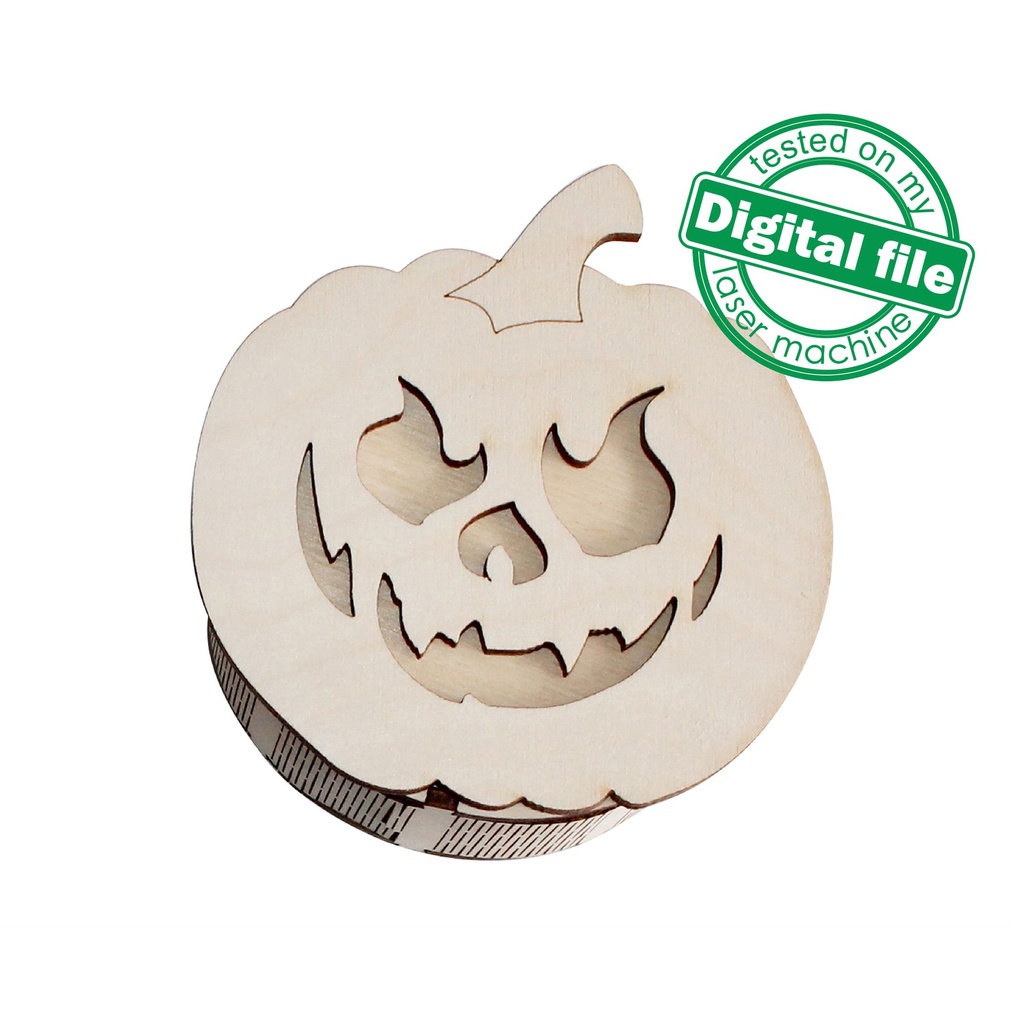 DXF, SVG files for laser Halloween Wooden treat box Pumpkins, Candy bar decor, Glowforge, Material thickness 1/8 inch (3.2 mm)