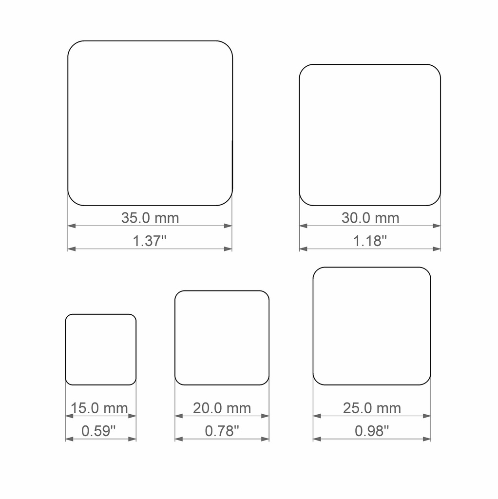 Basic Shapes Square, 5 Sizes, Digital STL File For 3D Printing, Polymer Clay Cutter, Earrings Geometric 5 different designs