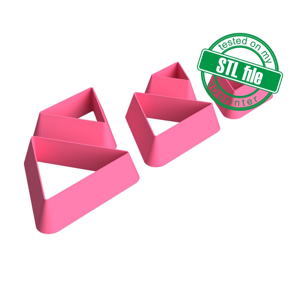 Basic Shapes Triangle, 5 Sizes, Very strong edge, robust design, Digital STL File For 3D Printing, Polymer Clay Cutter, Earrings