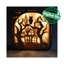 DXF, SVG files for laser Light box Halloween, Old castle, Pumpkins, Scary trees, Owl, Shadow box, Glowforge, Material 1/8 inch (3.2 mm)