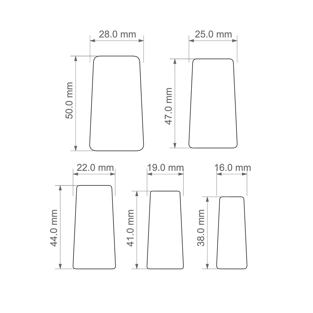 Basic Shapes trapezoid with soft corners, 5 Sizes, Very strong edge, robust design, Digital STL File For 3D Printing, Polymer Clay Cutter