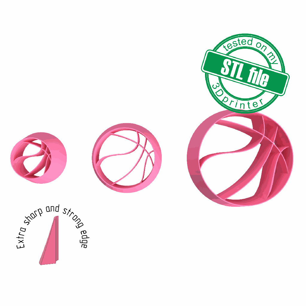 Basketball ball, Football mom collection, 3 Sizes, Digital STL File For 3D Printing,Polymer Clay Cutter,Earrings, Cookie, sharp, strong edge