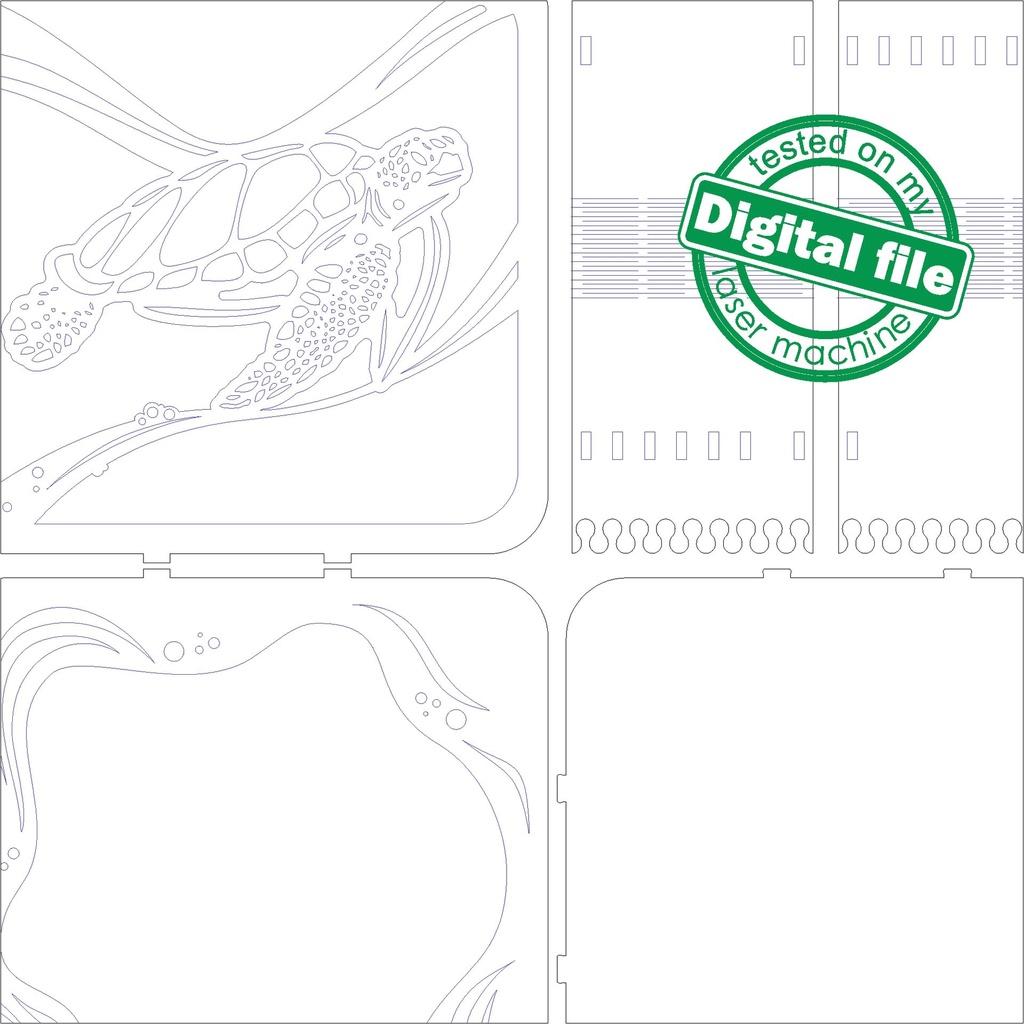 DXF, SVG files for laser Light box Sea Turtle, Glowforge, Material thickness 1/8 inch (3.2 mm), Light decor, Layered Ornament pattern