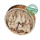 DXF, SVG files for laser Light box Unique clock, Deers in winter forest, Glowforge, Material thickness 1/8 inch (3.2 mm)