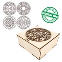 DXF, SVG files for laser Opening cover Box with ornate filigree frame, four Different designs hand carved mandala, Glowforge ready