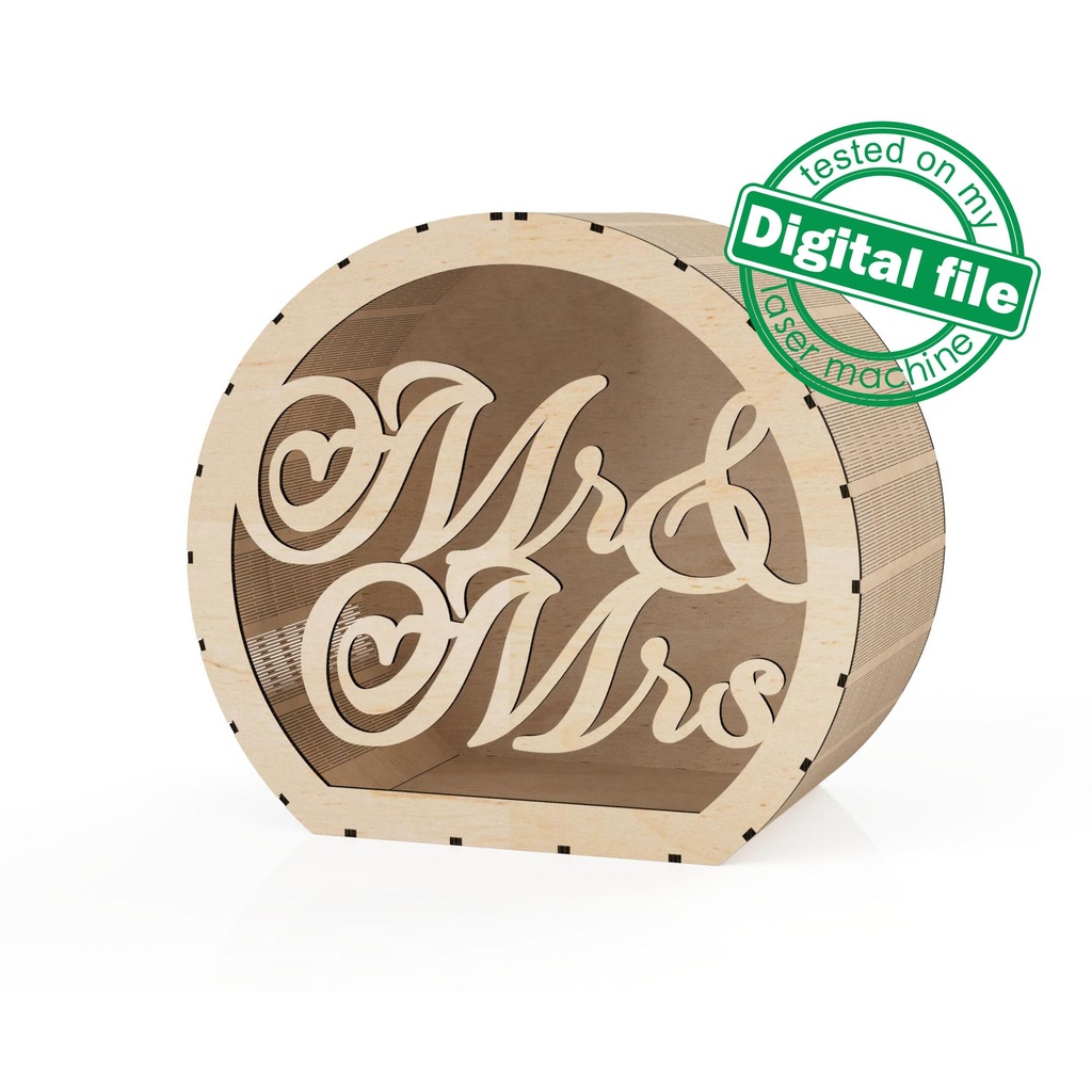 DXF, SVG files for laser Personalized Ring Wedding card box, Box for Wedding Reception, money box, Glowforge, Matherial 1/8 inch (3.2 mm)