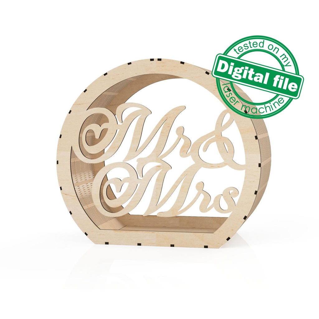 DXF, SVG files for laser Personalized Ring Wedding card box, Box for Wedding Reception, money box, Glowforge, Matherial 1/8 inch (3.2 mm)