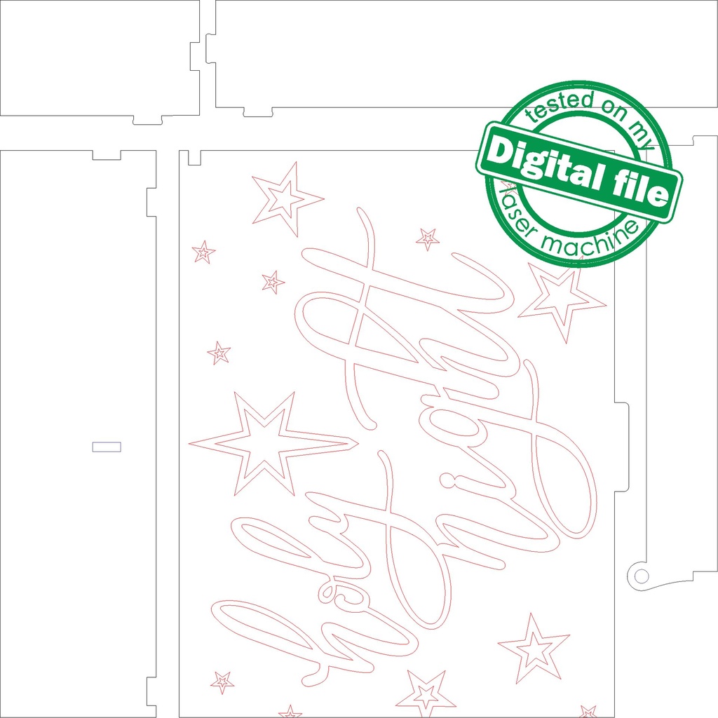 DXF, SVG files for laser Set in the box Holy Night, Gift box with 24 christmas tree ornament, Glowforge, Material 1/8 inch (3.2 mm)