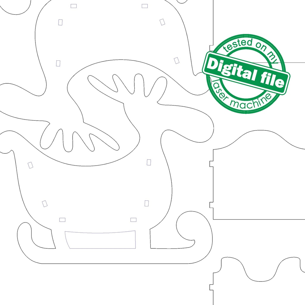 DXF, SVG files for laser Sleigh for decor inside the house or outside, Reindeer, several different material thicknesses