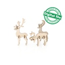 DXF, SVG files for laser Sleigh for decor inside the house or outside, Three Reindeers, several different material thicknesses