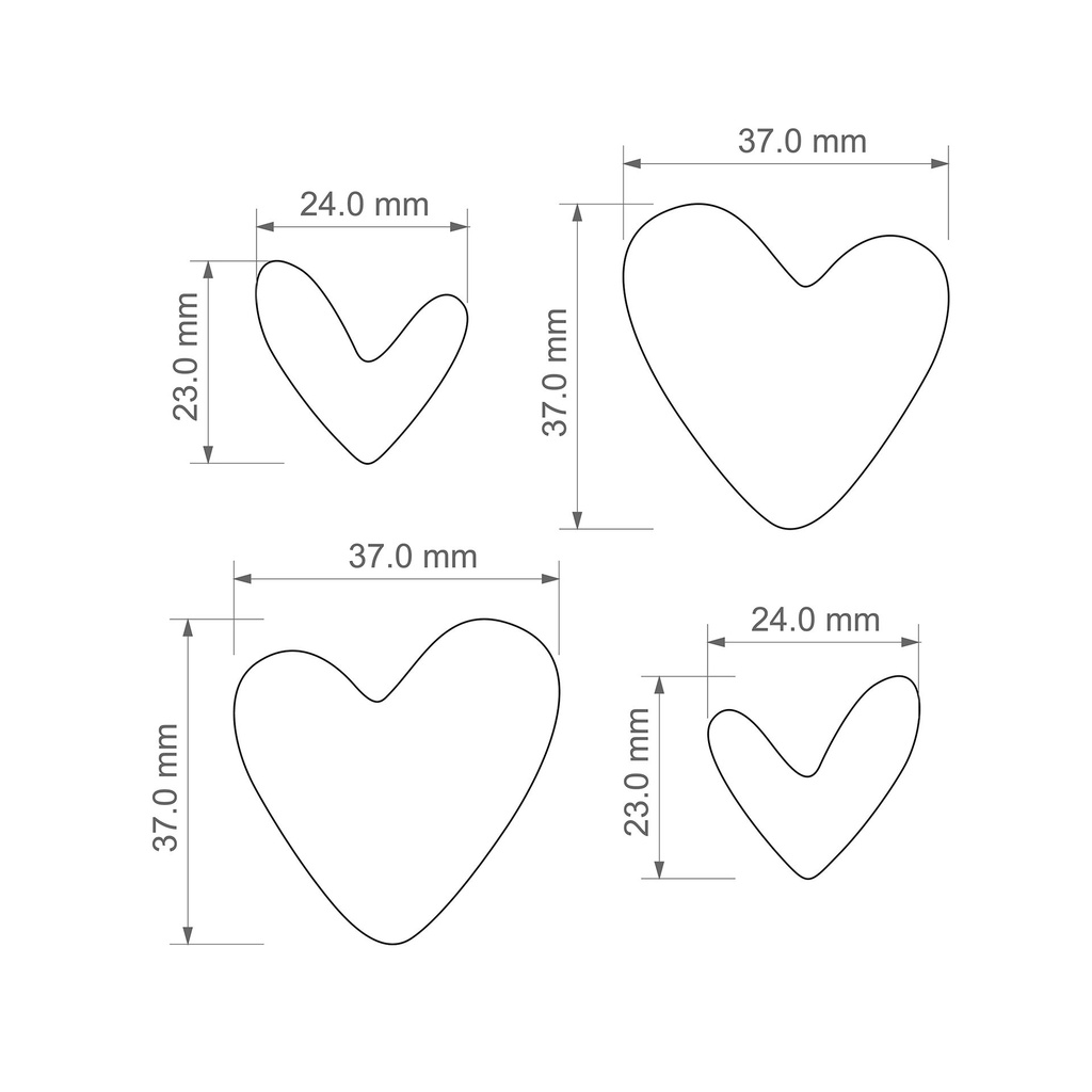 Abstract Hearts, Valentine's Day, Love, Digital STL File For 3D Printing, Polymer Clay Cutter, Bridesmaid Gift, St Valentine, 4 designs