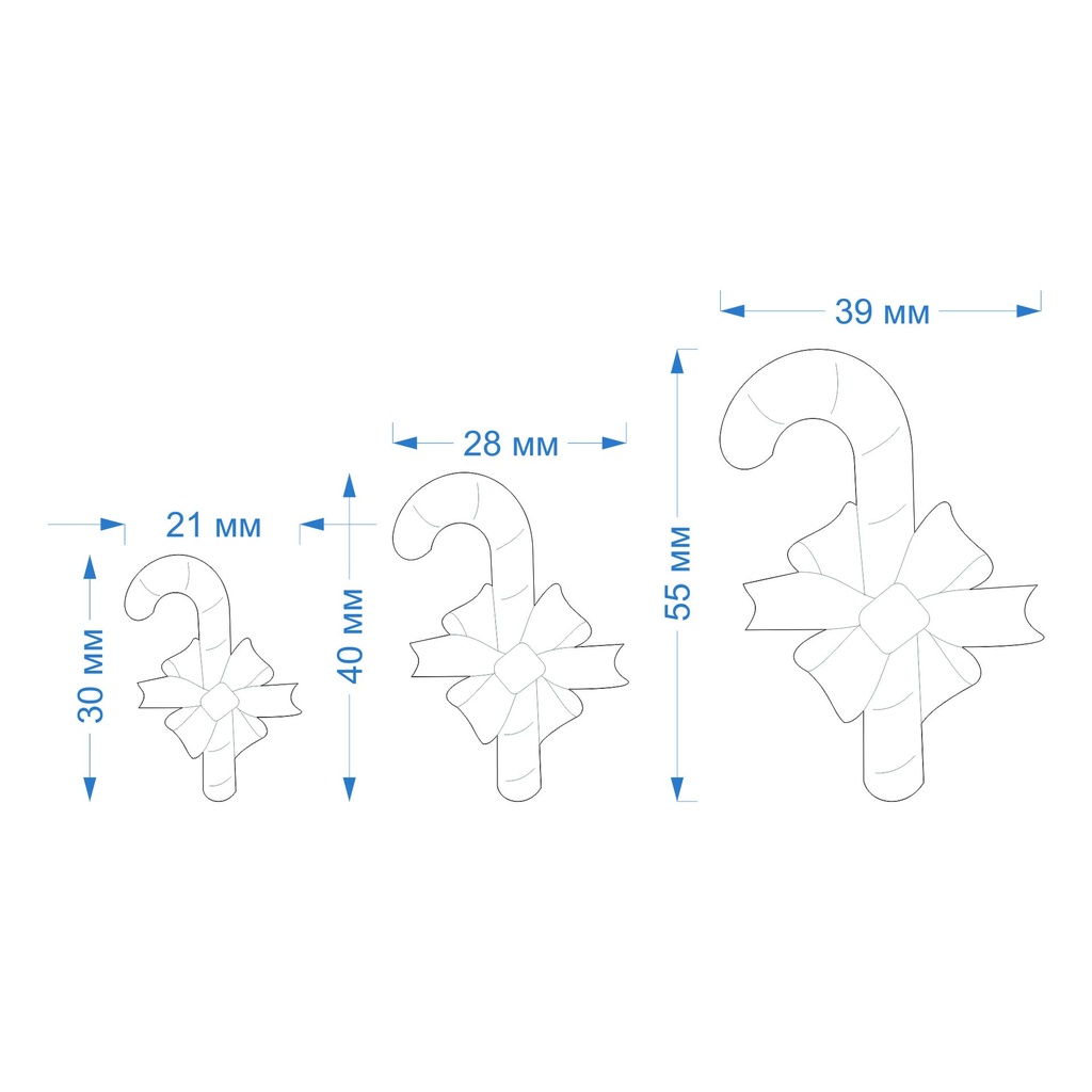 Candy stick with bow, Winter, Christmas, New Year, 3 Sizes, Digital STL File For 3D Printing, Polymer Clay Cutter, Earrings, Cookie