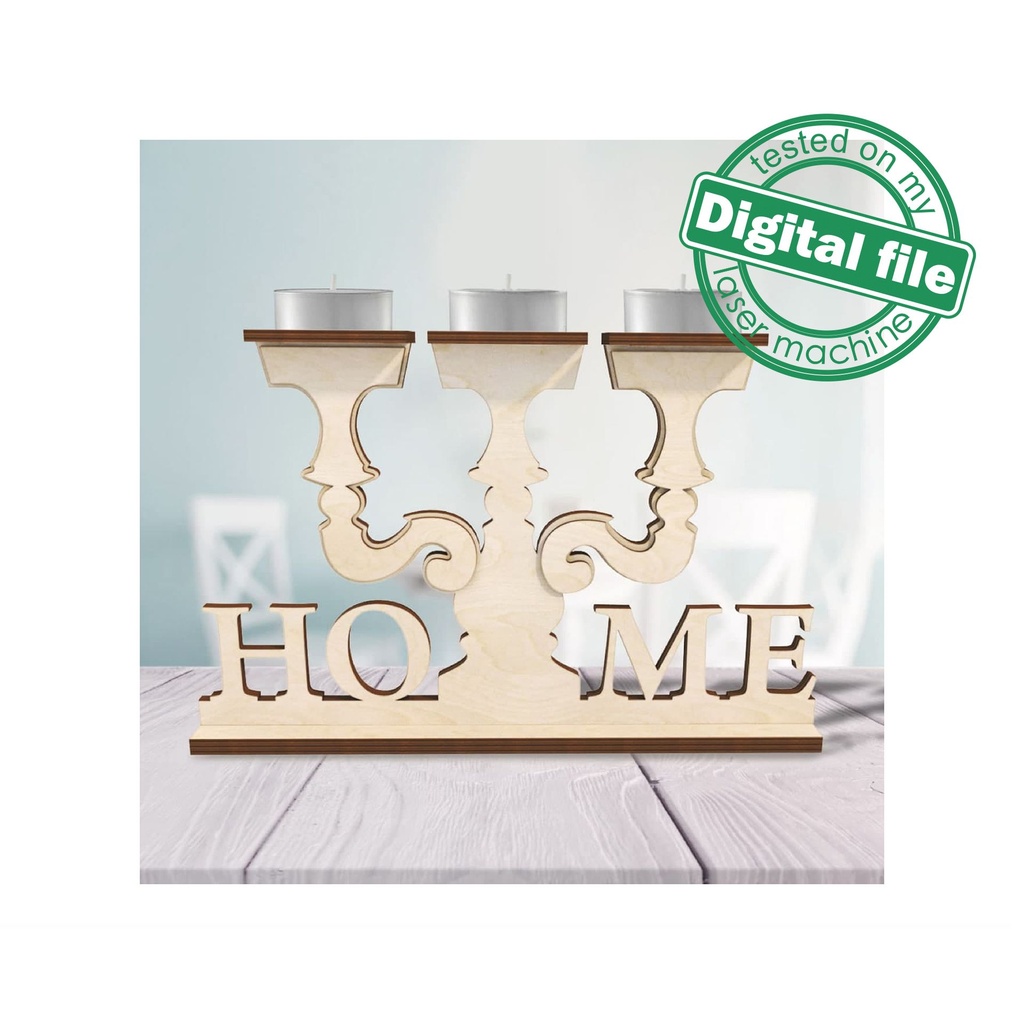 DXF, SVG files for laser Tea Сandle holder Home, Vector project, Glowforge, Material thickness 1/8 inch (3.2 mm)
