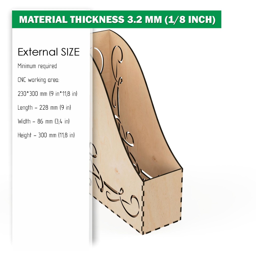 DXF, SVG files for laser Three Different design Magazine holder, Storage paper, Home Office, svg Files, Material thickness 3.2 mm (1/8 in)