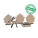 DXF, SVG files for laser Tiny Reindeer with sleigh in Winter Forest, Christmas Decoration, Tiered Tray Decor, Material 1/8 inch (3.2 mm)