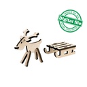 DXF, SVG files for laser Tiny Reindeer with sleigh in Winter Forest, Christmas Decoration, Tiered Tray Decor, Material 1/8 inch (3.2 mm)