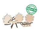 DXF, SVG files for laser Tiny Reindeer with sleigh in Winter Forest, Christmas Decoration, Tiered Tray Decor, Material 1/8 inch (3.2 mm)