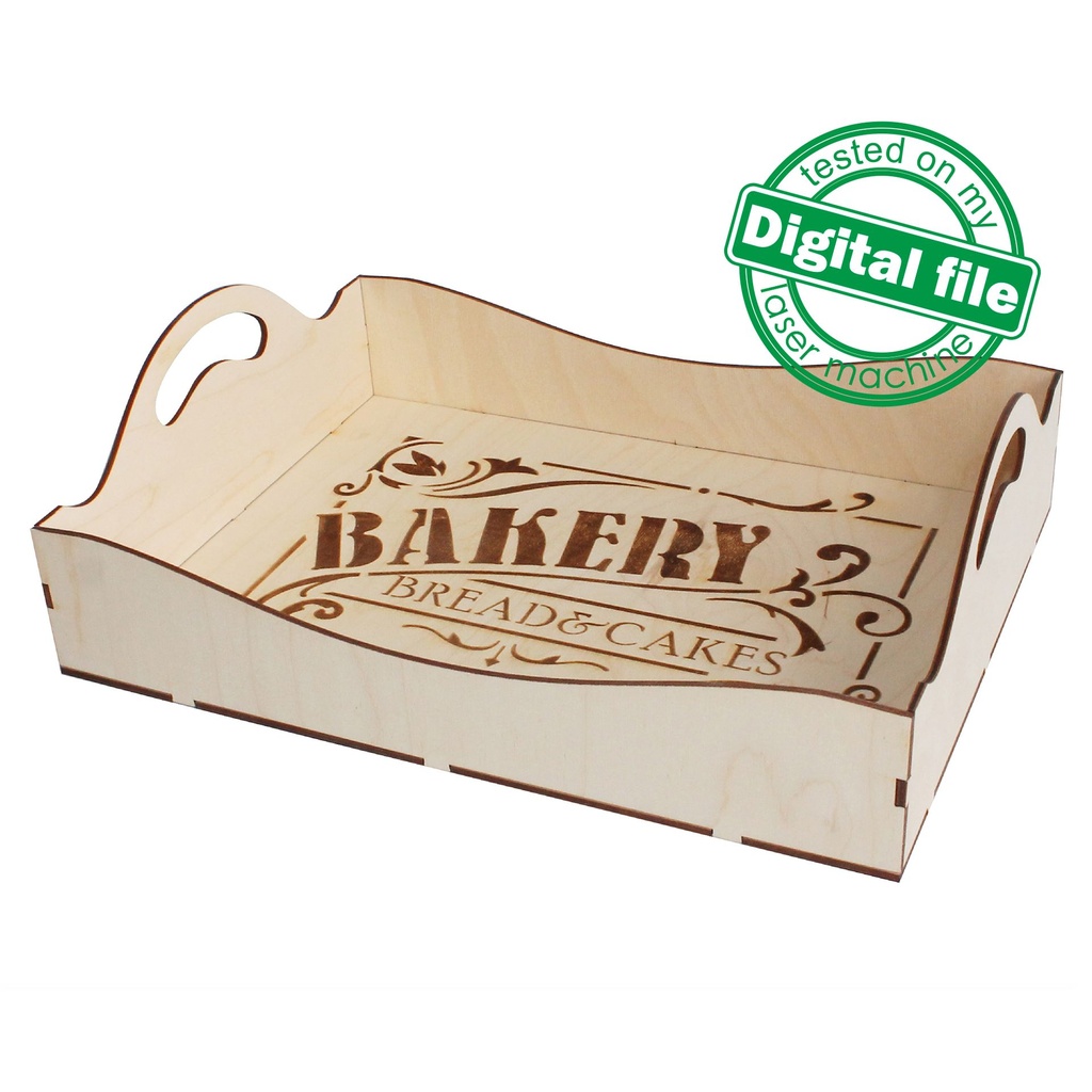 DXF, SVG files for laser Tray, Engraved sign Bakery, Bread, Cakes, Candy bar decor, Glowforge, Two different material thickness 3.2 / 6.4 mm