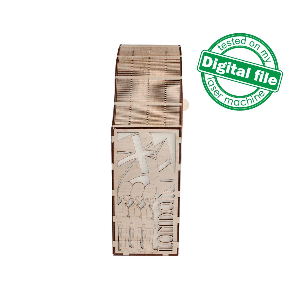DXF, SVG files for laser Unique Modern Mantel clock London, Night Lamp, flexible plywood, Glowforge ready, Material 1/8'' (3.2 mm)