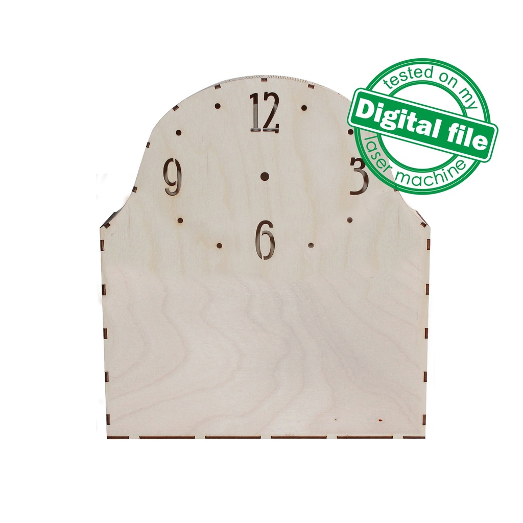 DXF, SVG files for laser Unique Modern Mantel clock London, Night Lamp, flexible plywood, Glowforge ready, Material 1/8'' (3.2 mm)