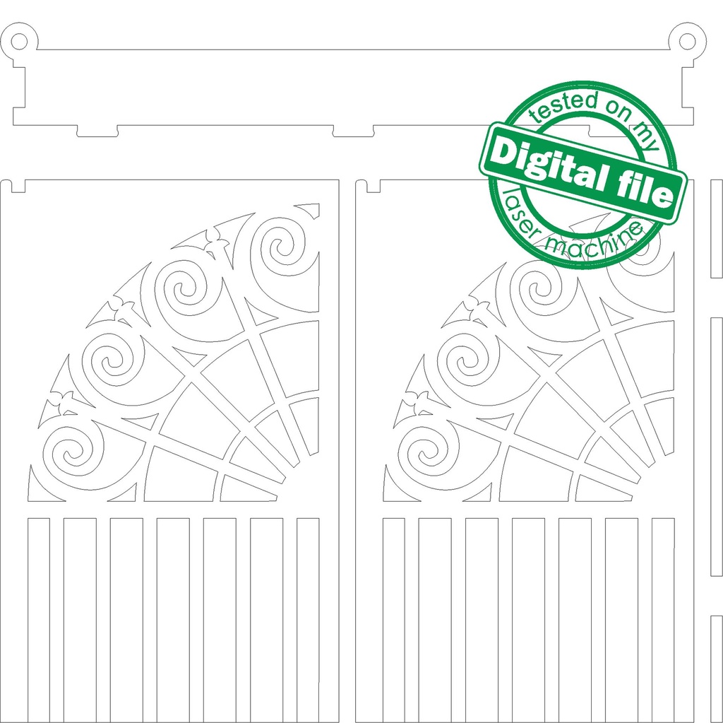 DXF, SVG files for laser Wedding Invitation box Iron Gate, Curly Hearts, Fancy Fence, Material thickness 3.2 mm (1/8 inch)