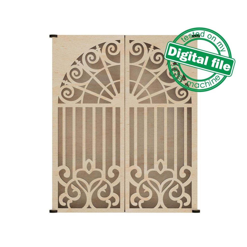 DXF, SVG files for laser Wedding Invitation box Iron Gate, Curly Hearts, Fancy Fence, Material thickness 3.2 mm (1/8 inch)